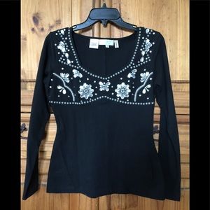 Black embellished top